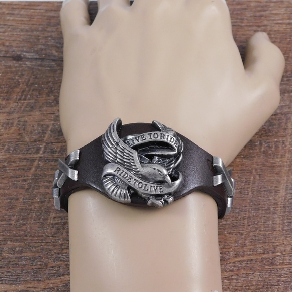 Leather HD bikers bracelet - Picture 2 of 4
